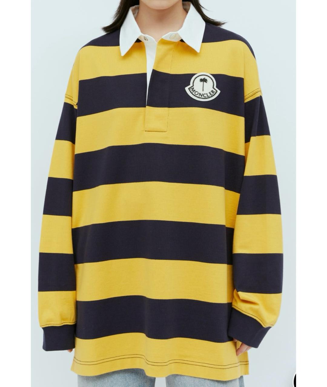 MONCLER Желтое хлопковое поло с длинным рукавом, фото 7