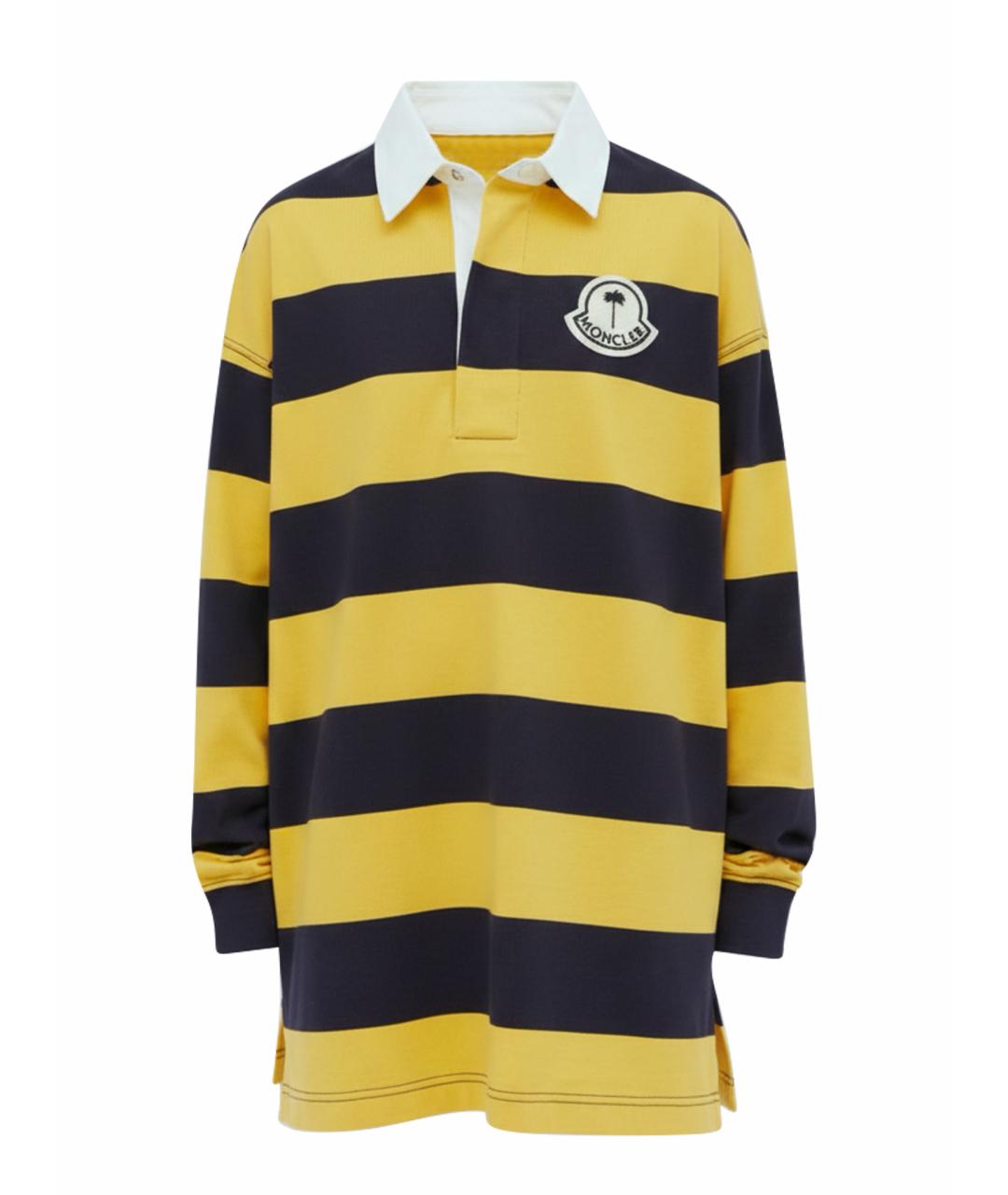 MONCLER Желтое хлопковое поло с длинным рукавом, фото 1