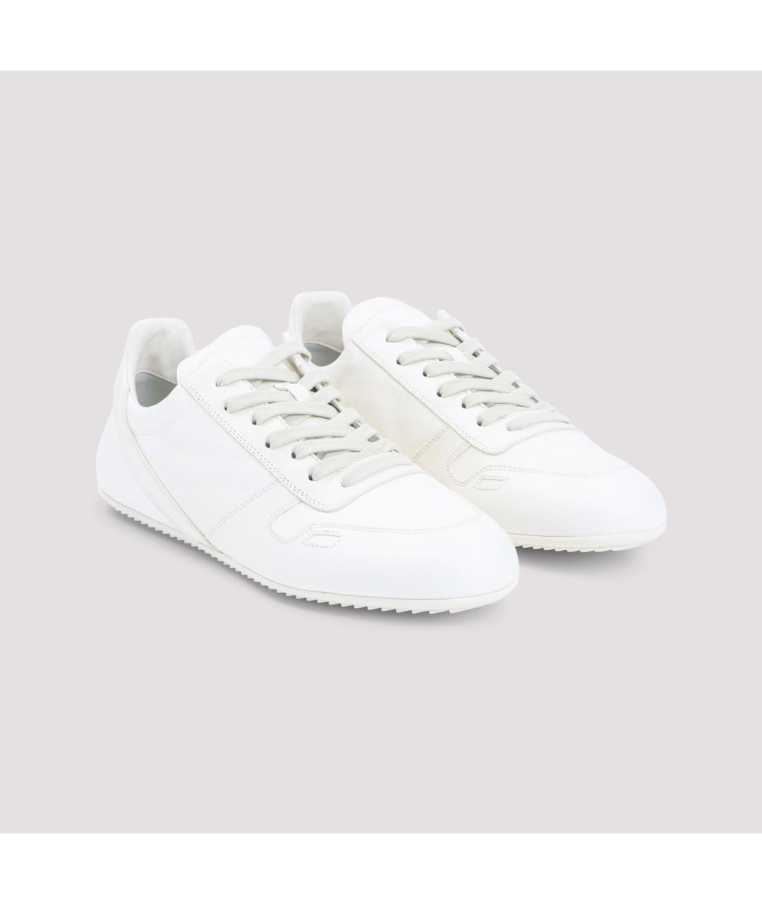 RICK OWENS Белые кожаные низкие кроссовки / кеды, фото 3