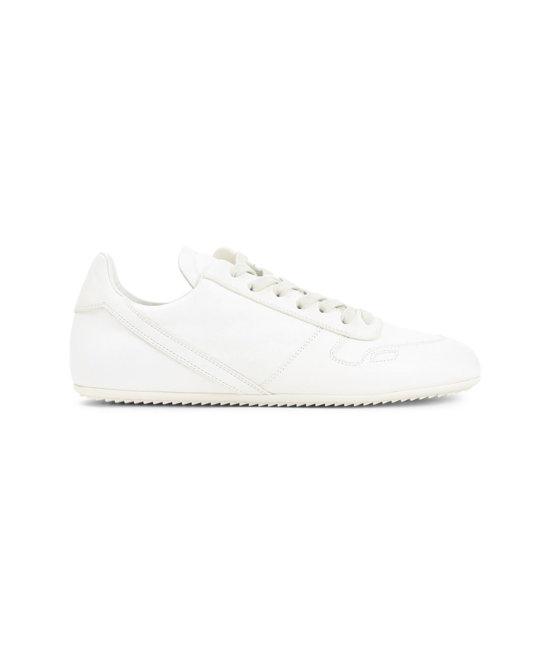 RICK OWENS Белые кожаные низкие кроссовки / кеды, фото 1