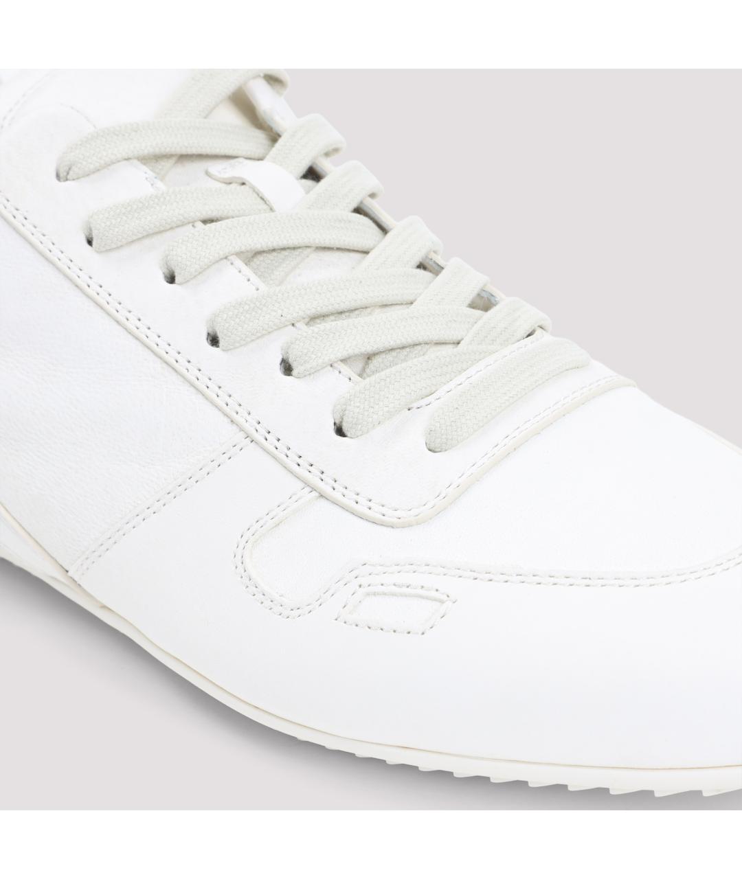 RICK OWENS Белые кожаные низкие кроссовки / кеды, фото 4