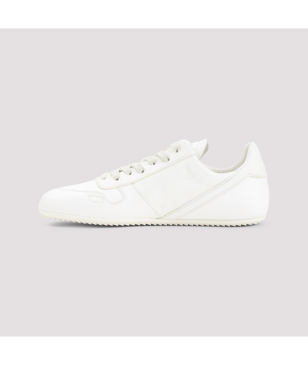 RICK OWENS Белые кожаные низкие кроссовки / кеды, фото 2