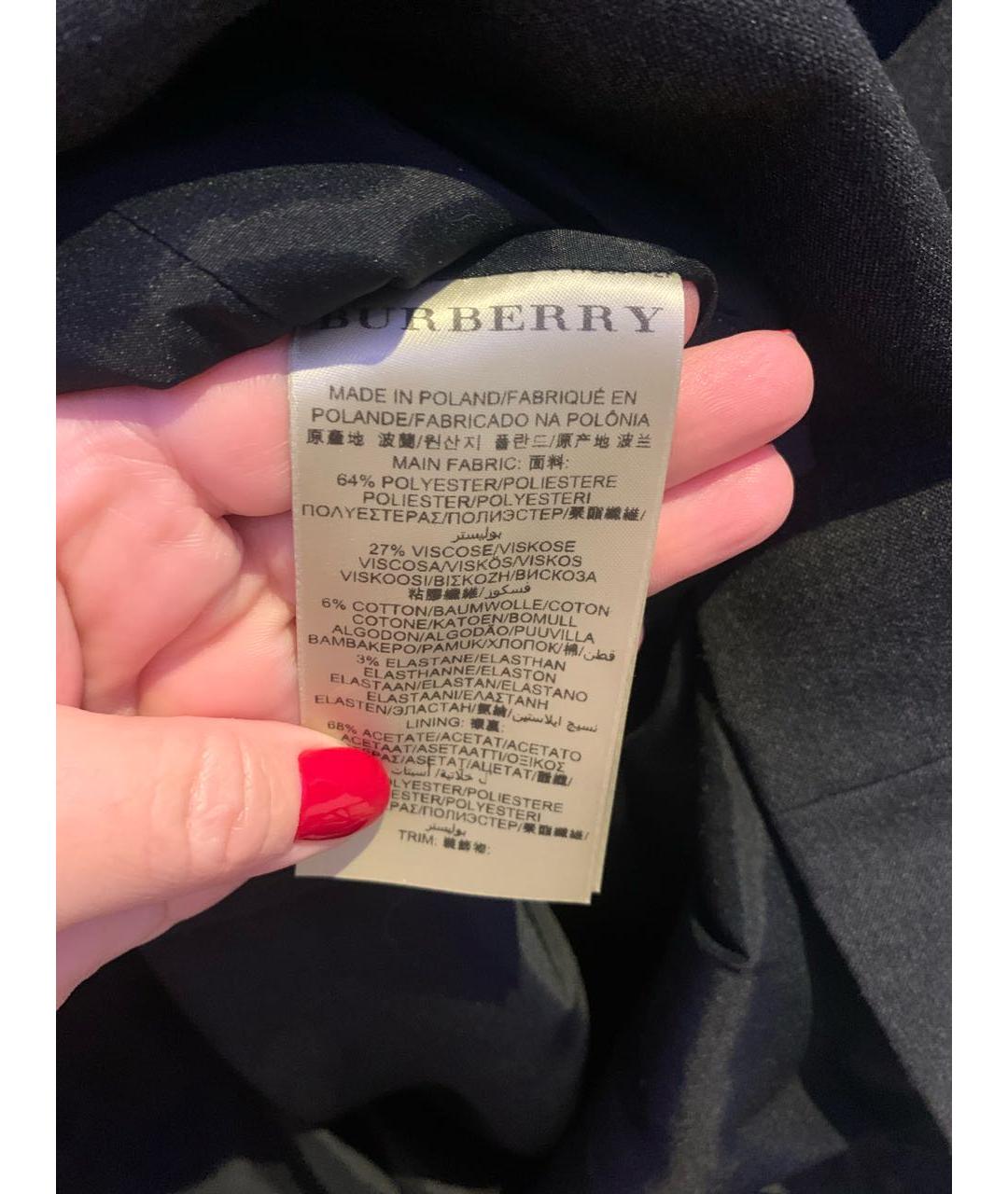 BURBERRY Антрацитовое полиэстеровое коктейльное платье, фото 7