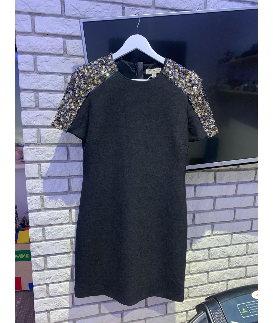 BURBERRY Антрацитовое полиэстеровое коктейльное платье, фото 9