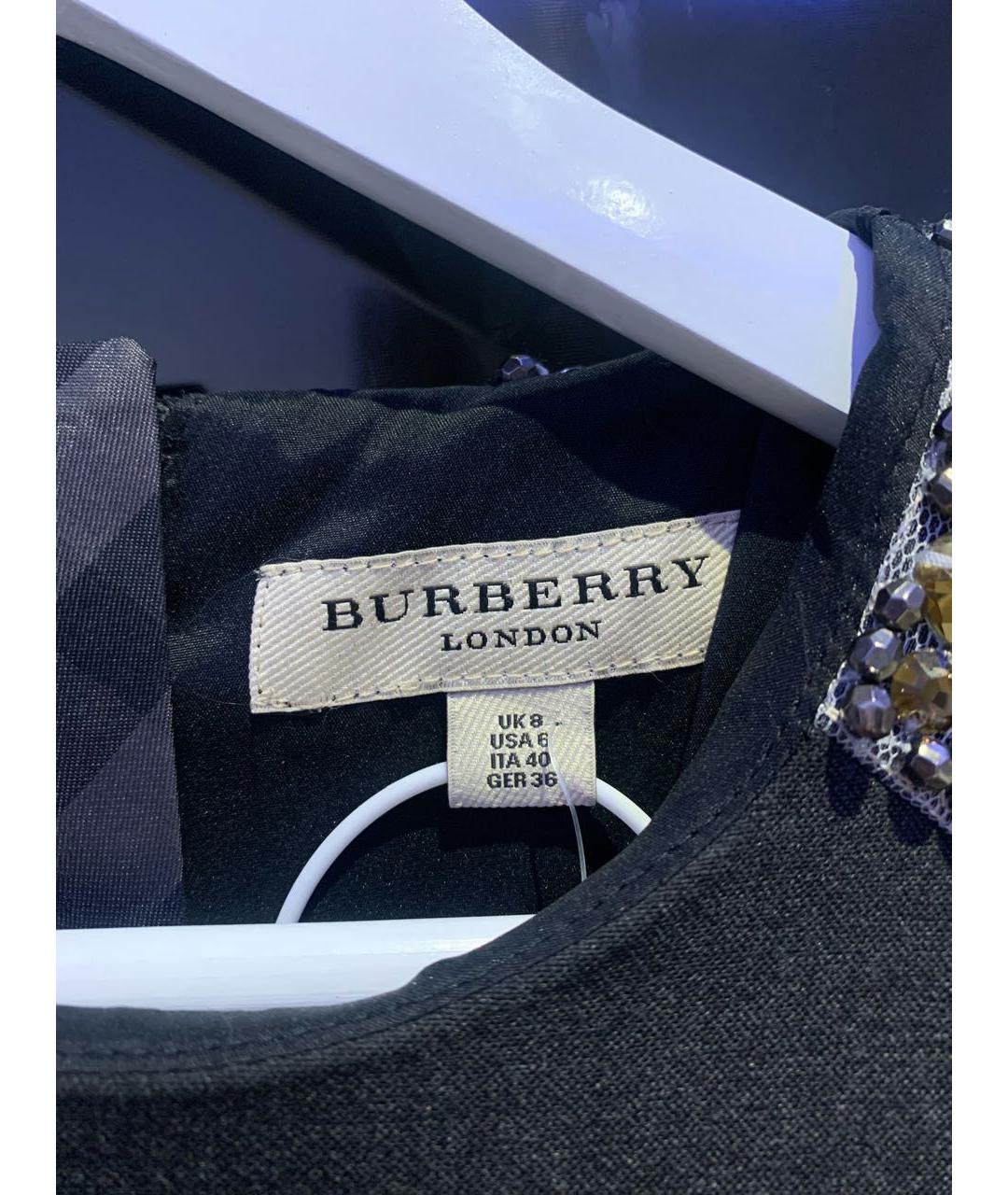 BURBERRY Антрацитовое полиэстеровое коктейльное платье, фото 3