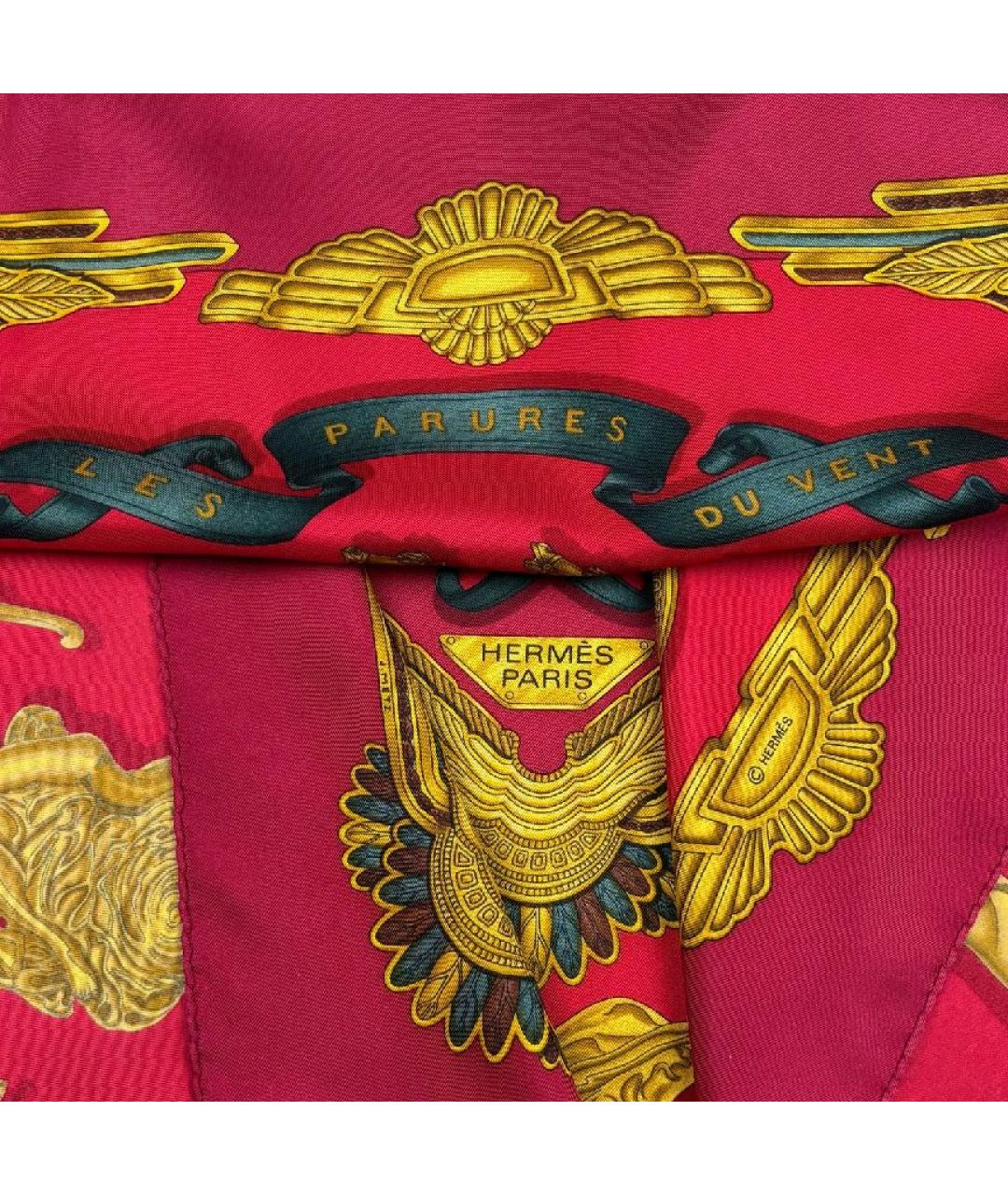 HERMES Красный шелковый платок, фото 3