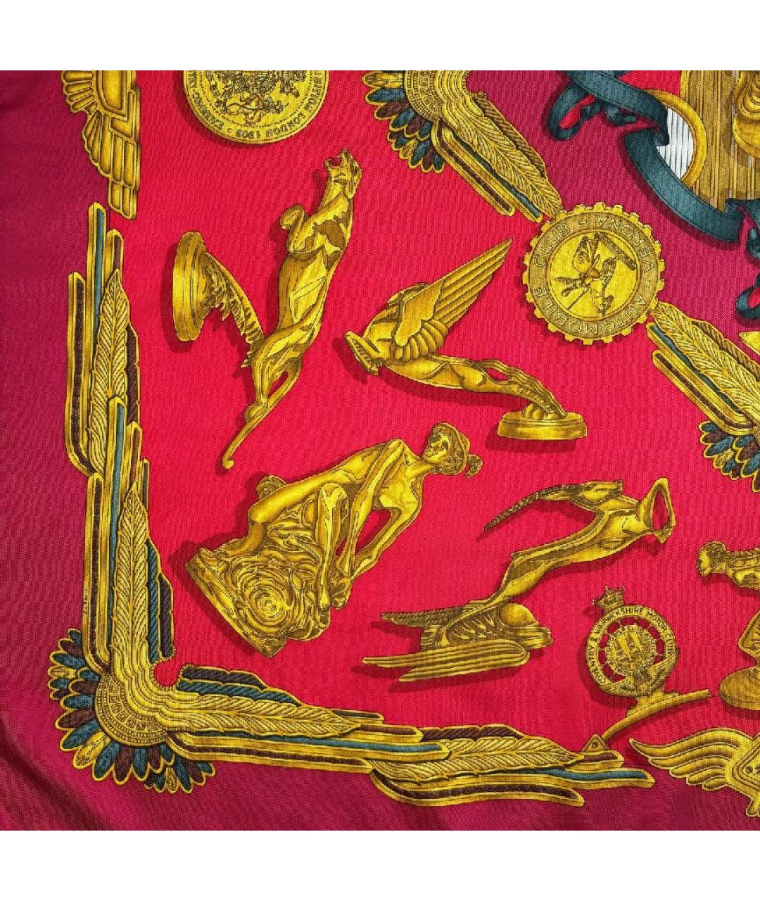 HERMES Красный шелковый платок, фото 4