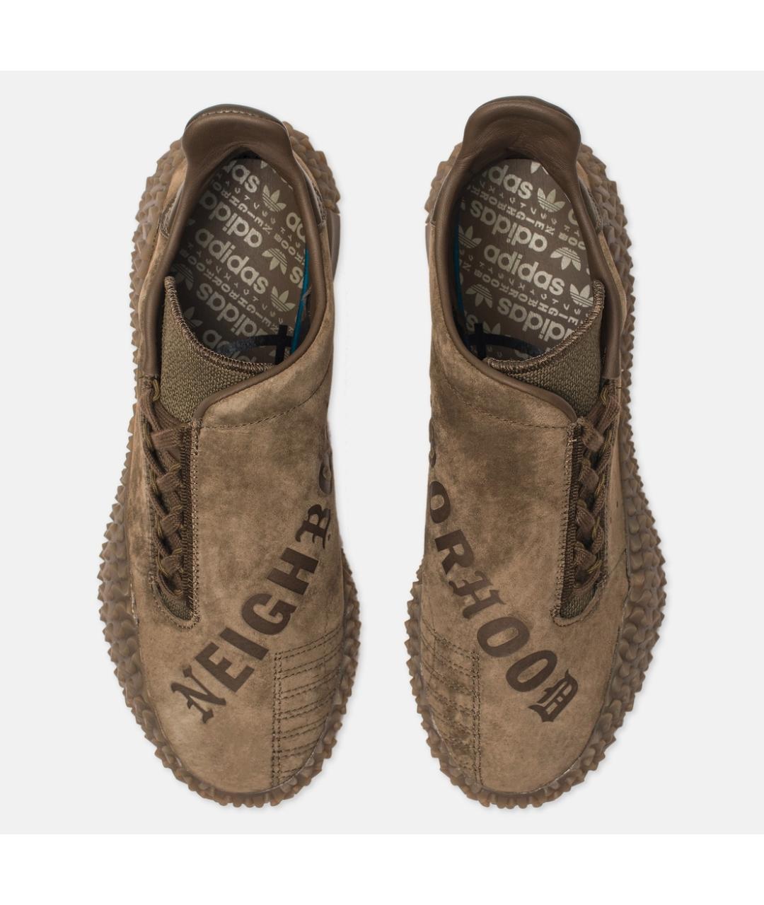 ADIDAS Коричневые кожаные низкие кроссовки / кеды, фото 3