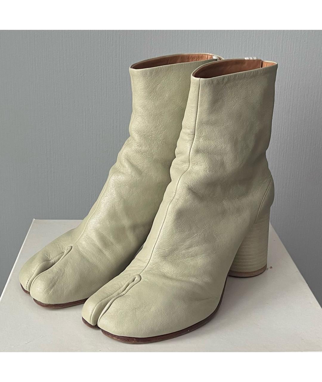 MAISON MARGIELA Бежевые кожаные ботильоны, фото 3