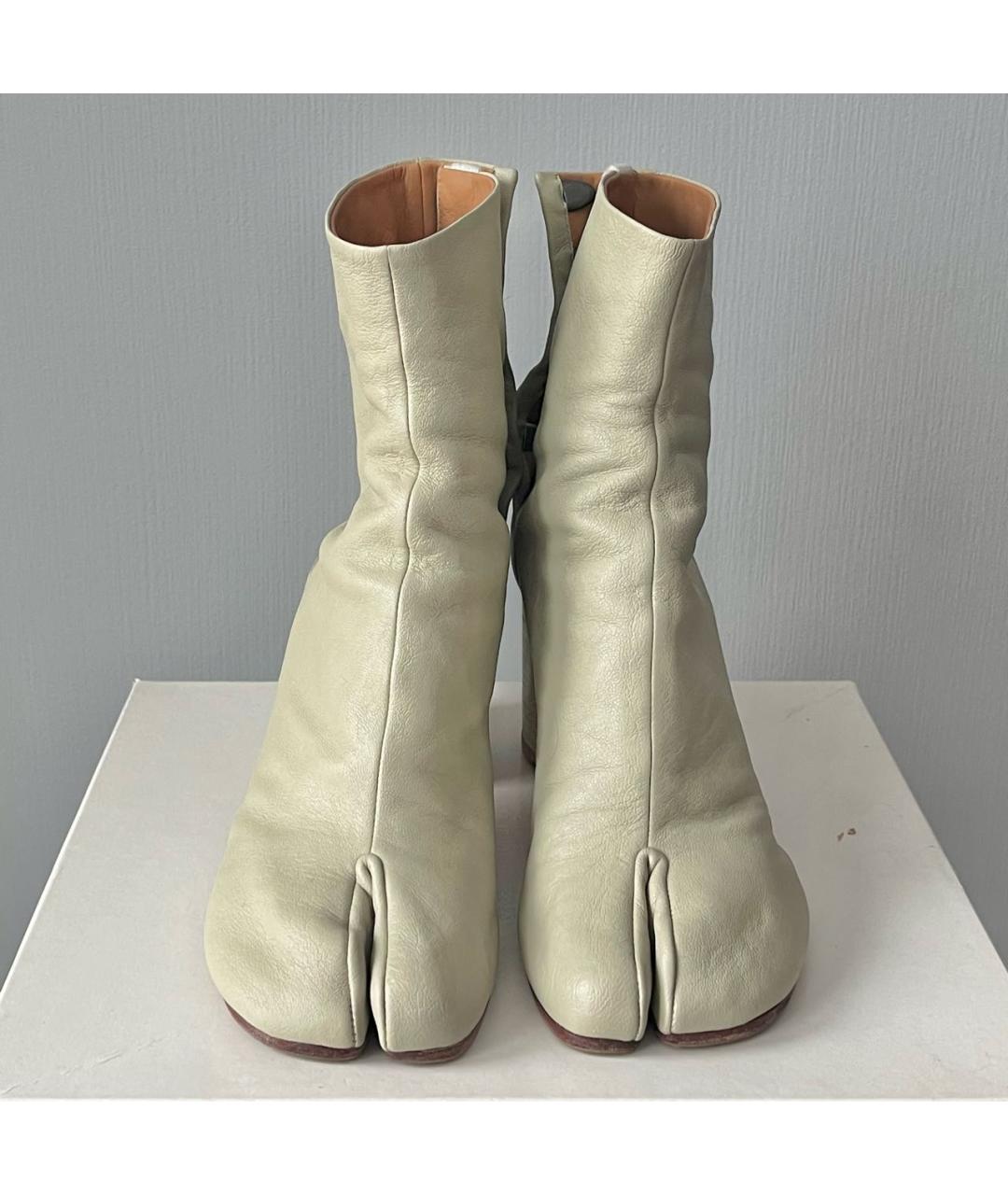 MAISON MARGIELA Бежевые кожаные ботильоны, фото 2