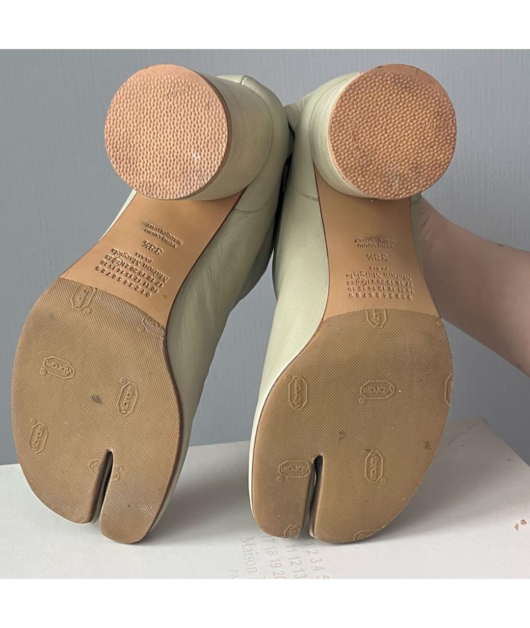 MAISON MARGIELA Бежевые кожаные ботильоны, фото 8