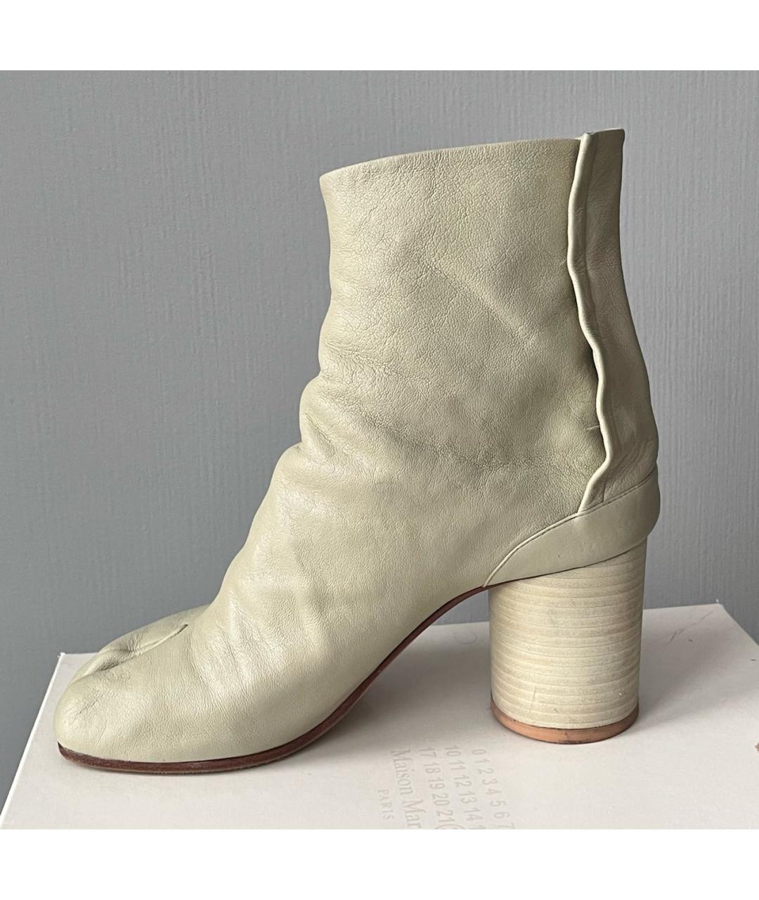 MAISON MARGIELA Бежевые кожаные ботильоны, фото 9