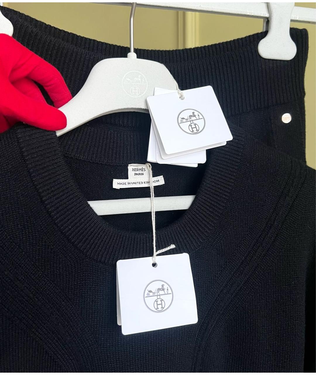 HERMES Черный кашемировый костюм с брюками, фото 3