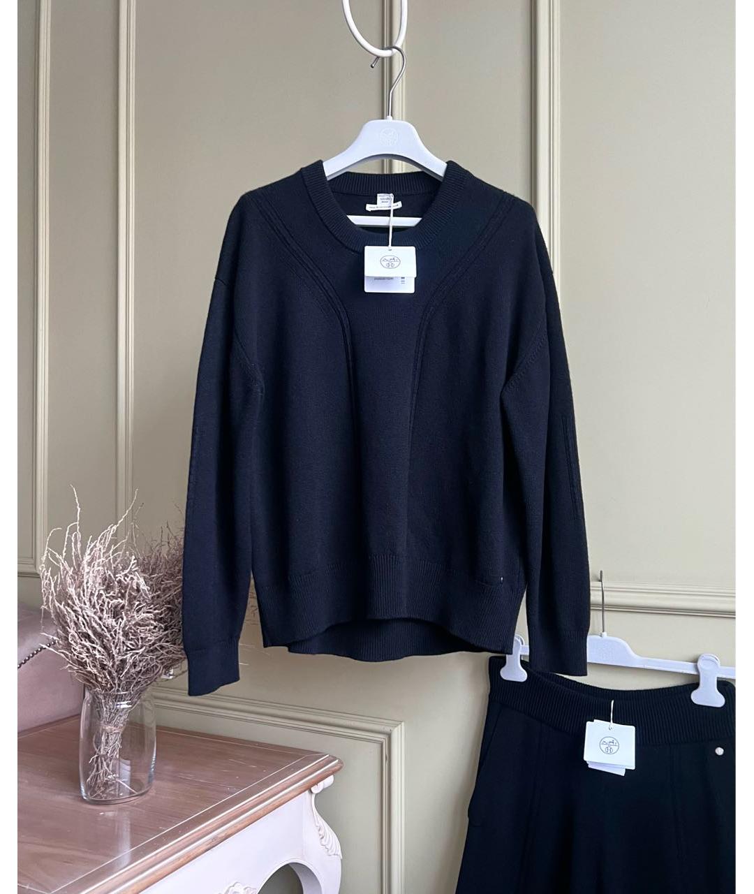 HERMES Черный кашемировый костюм с брюками, фото 4