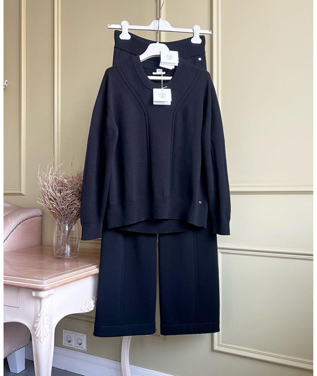 HERMES Черный кашемировый костюм с брюками, фото 2