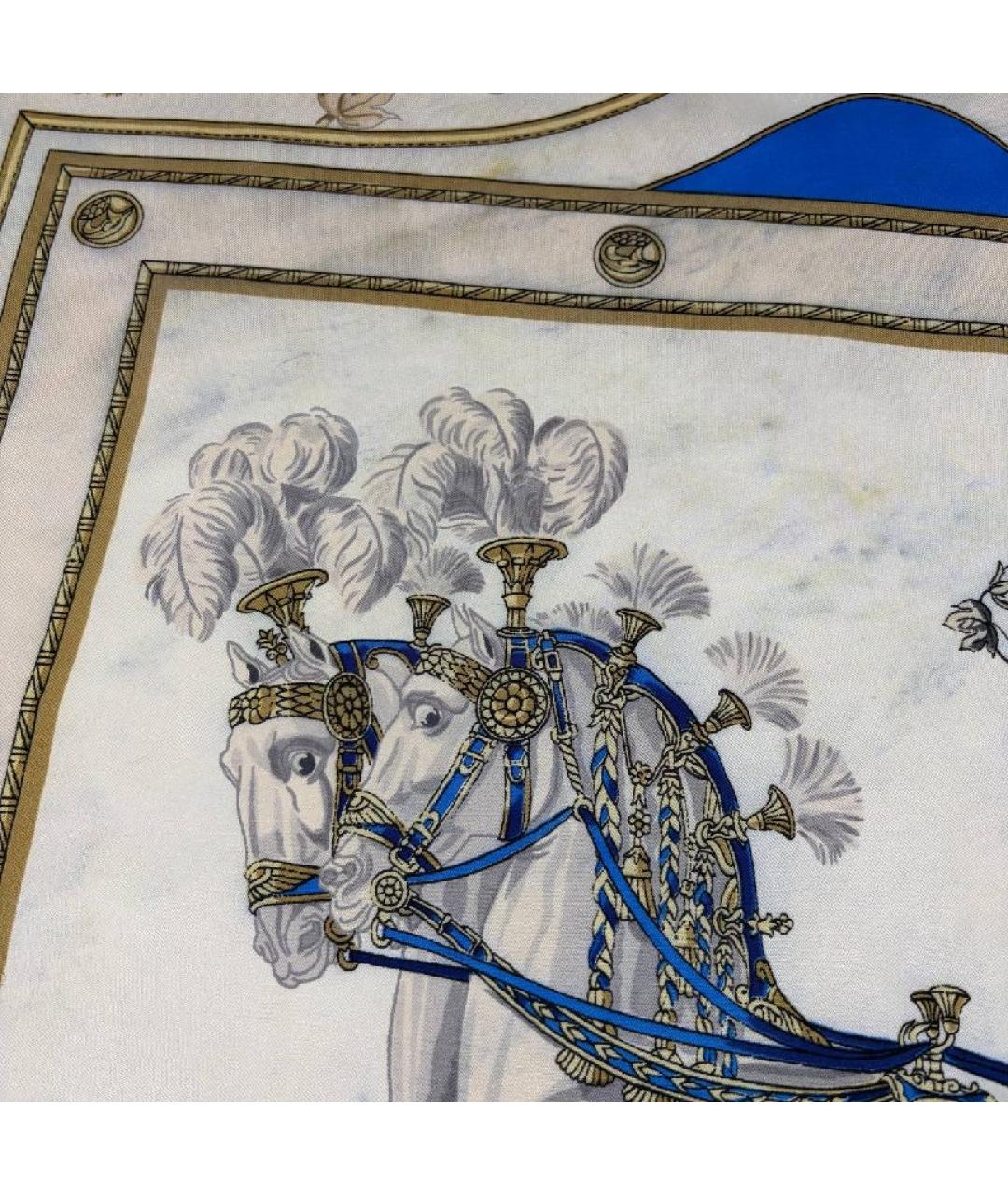 HERMES Синий шелковый платок, фото 4