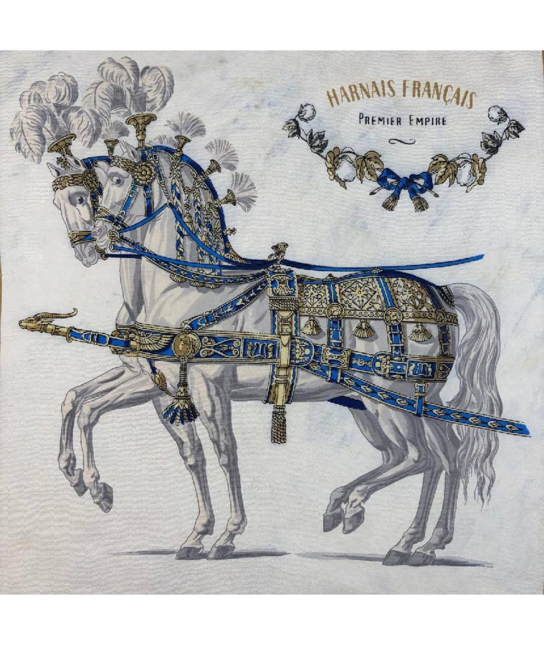 HERMES Синий шелковый платок, фото 2