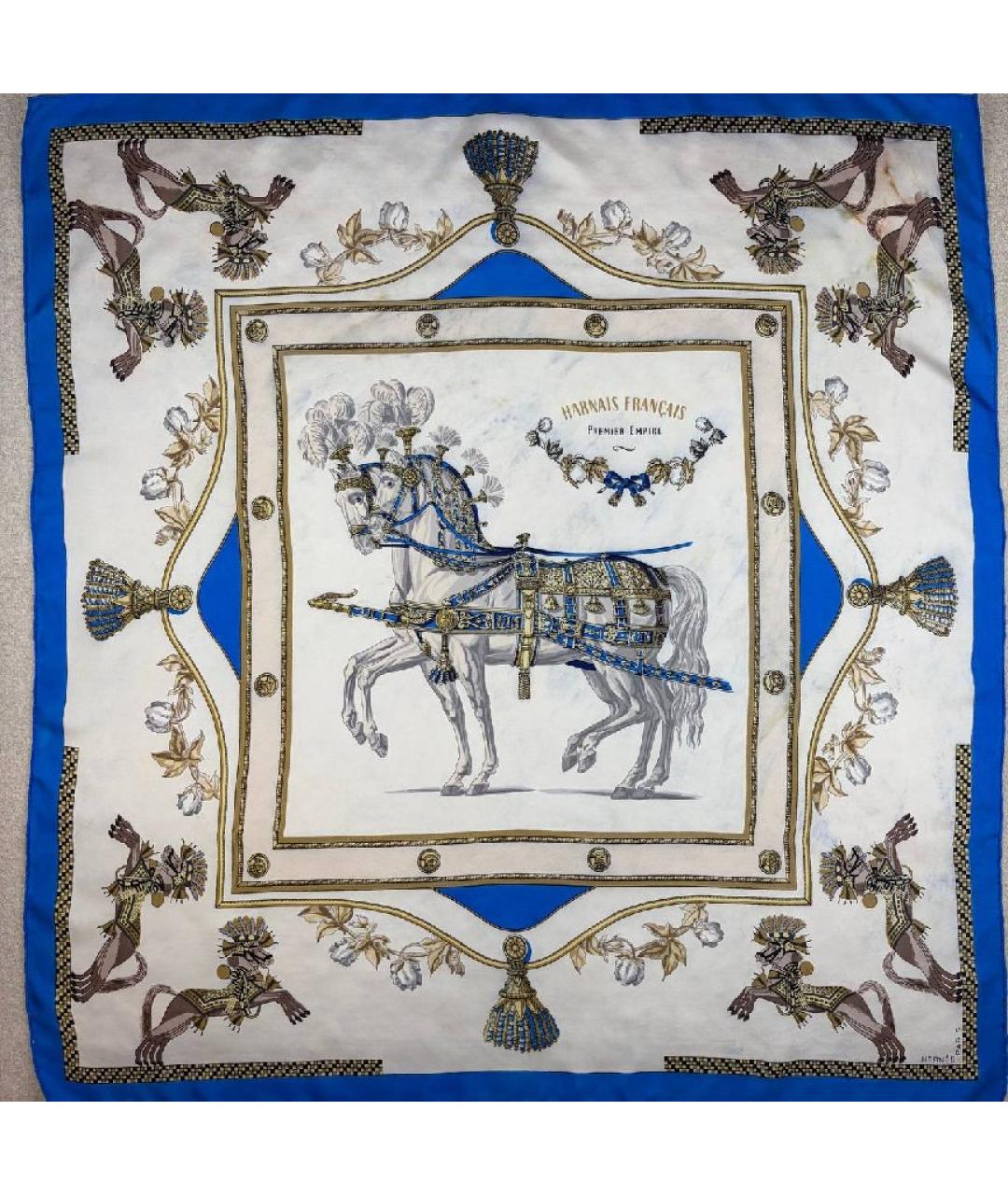 HERMES Синий шелковый платок, фото 8