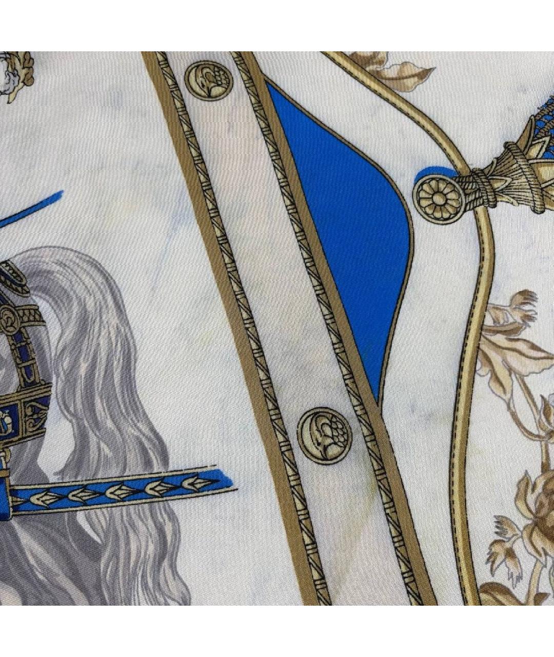 HERMES Синий шелковый платок, фото 7