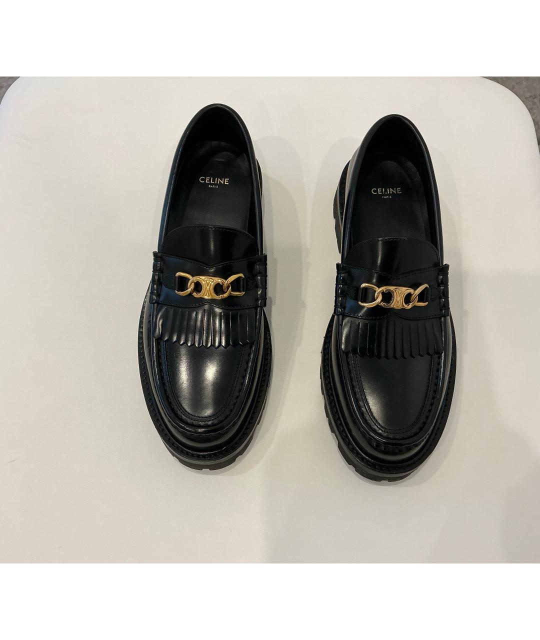 CELINE Черные кожаные лоферы, фото 2