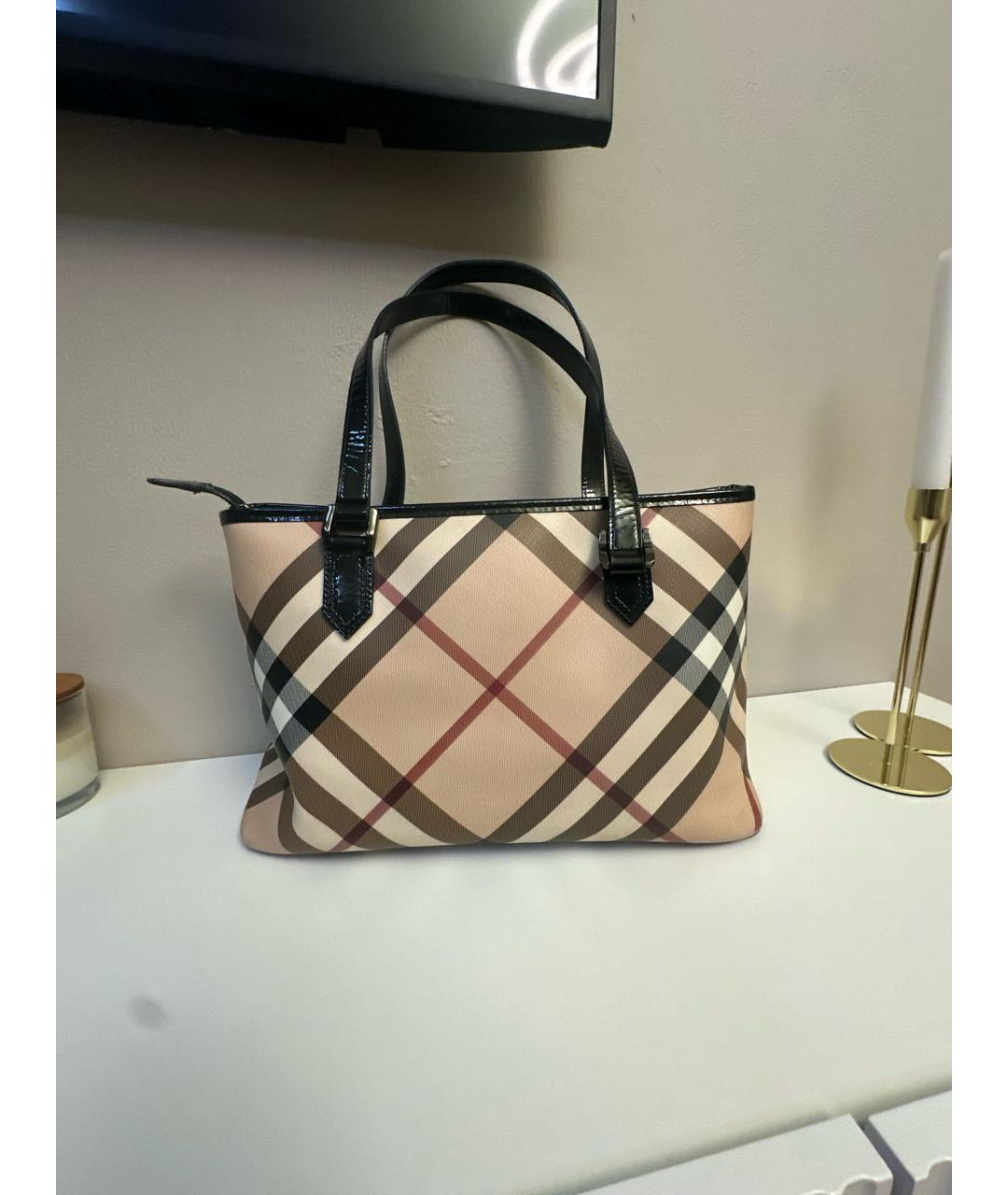 BURBERRY Бежевая сумка тоут из искусственной кожи, фото 7