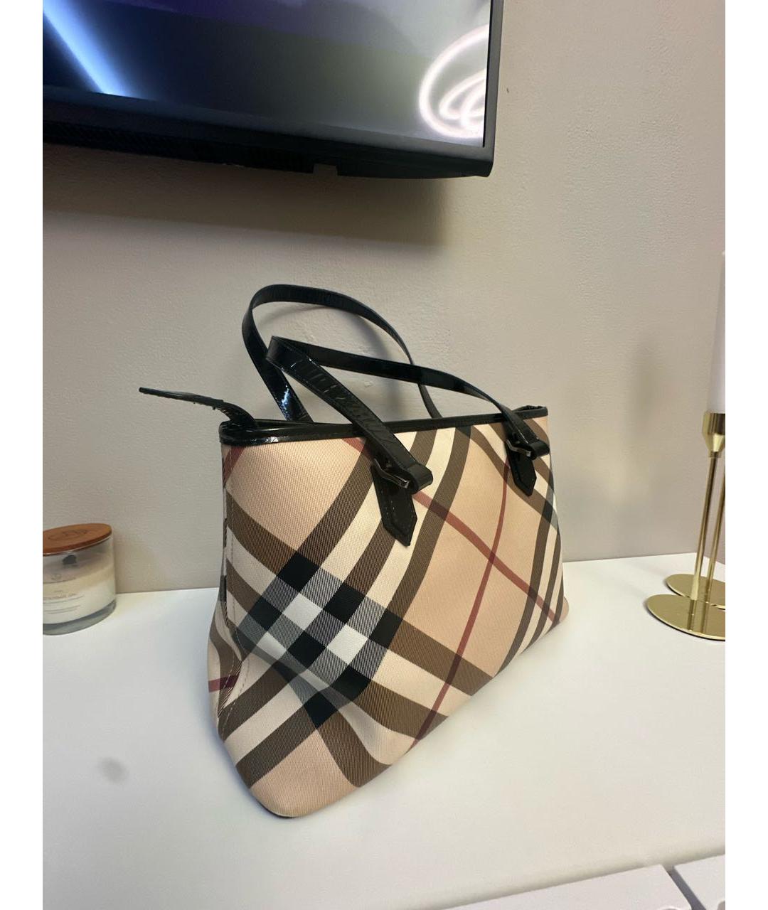 BURBERRY Бежевая сумка тоут из искусственной кожи, фото 3