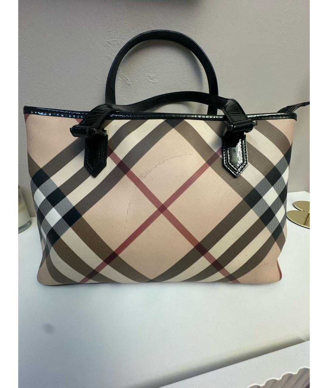 BURBERRY Бежевая сумка тоут из искусственной кожи, фото 5