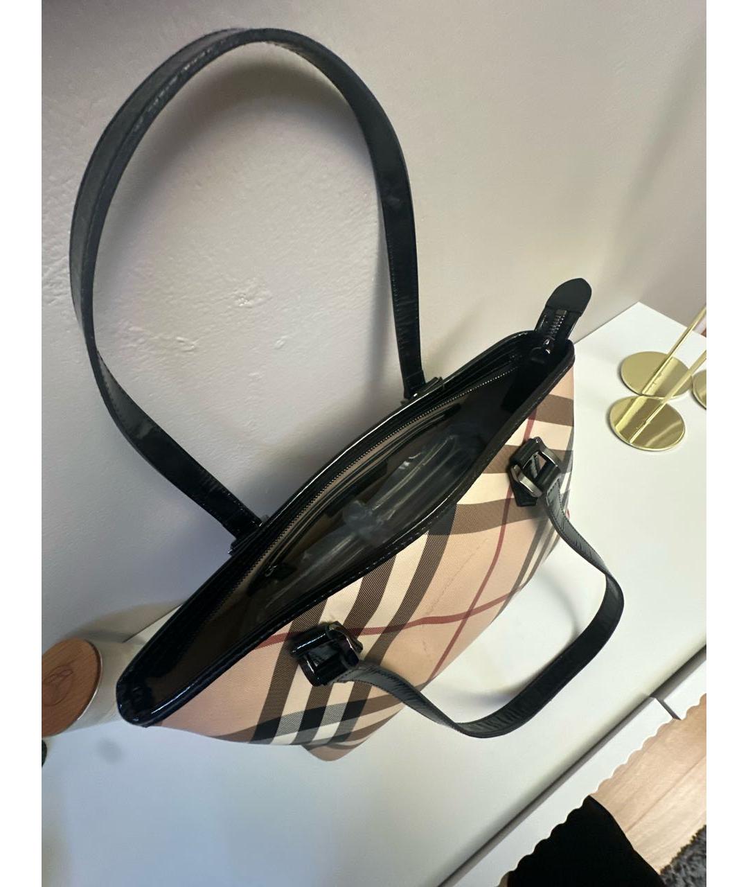 BURBERRY Бежевая сумка тоут из искусственной кожи, фото 4