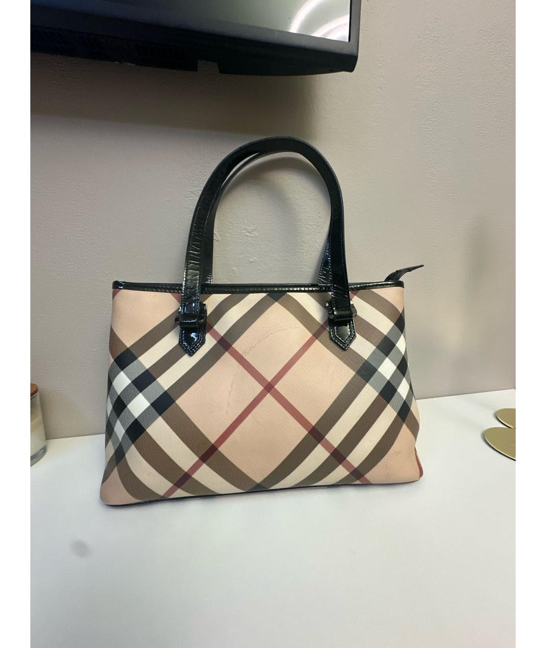 BURBERRY Бежевая сумка тоут из искусственной кожи, фото 2