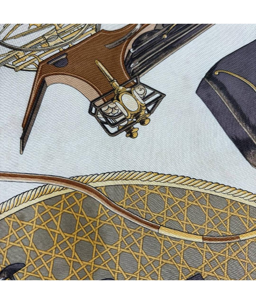 HERMES Бежевый шелковый платок, фото 4