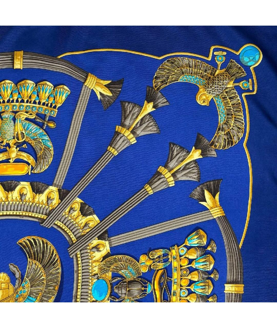 HERMES Синий шелковый платок, фото 5