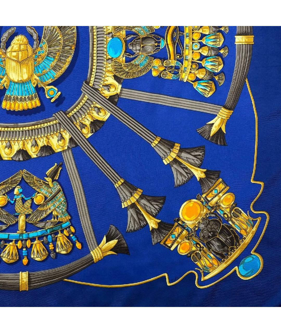 HERMES Синий шелковый платок, фото 6