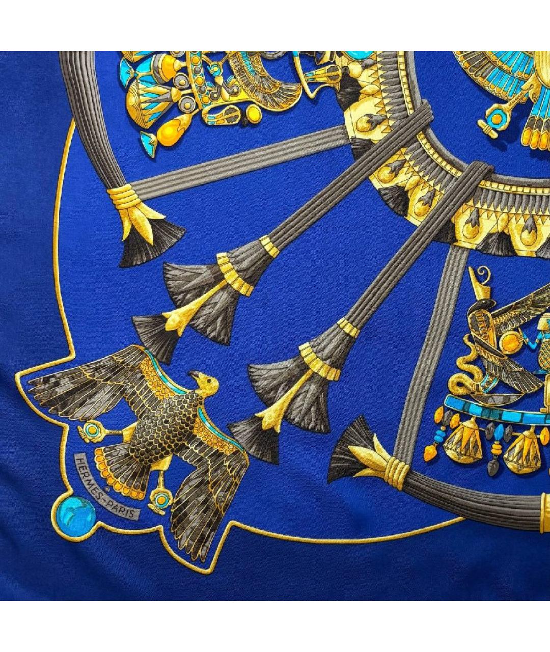 HERMES Синий шелковый платок, фото 3