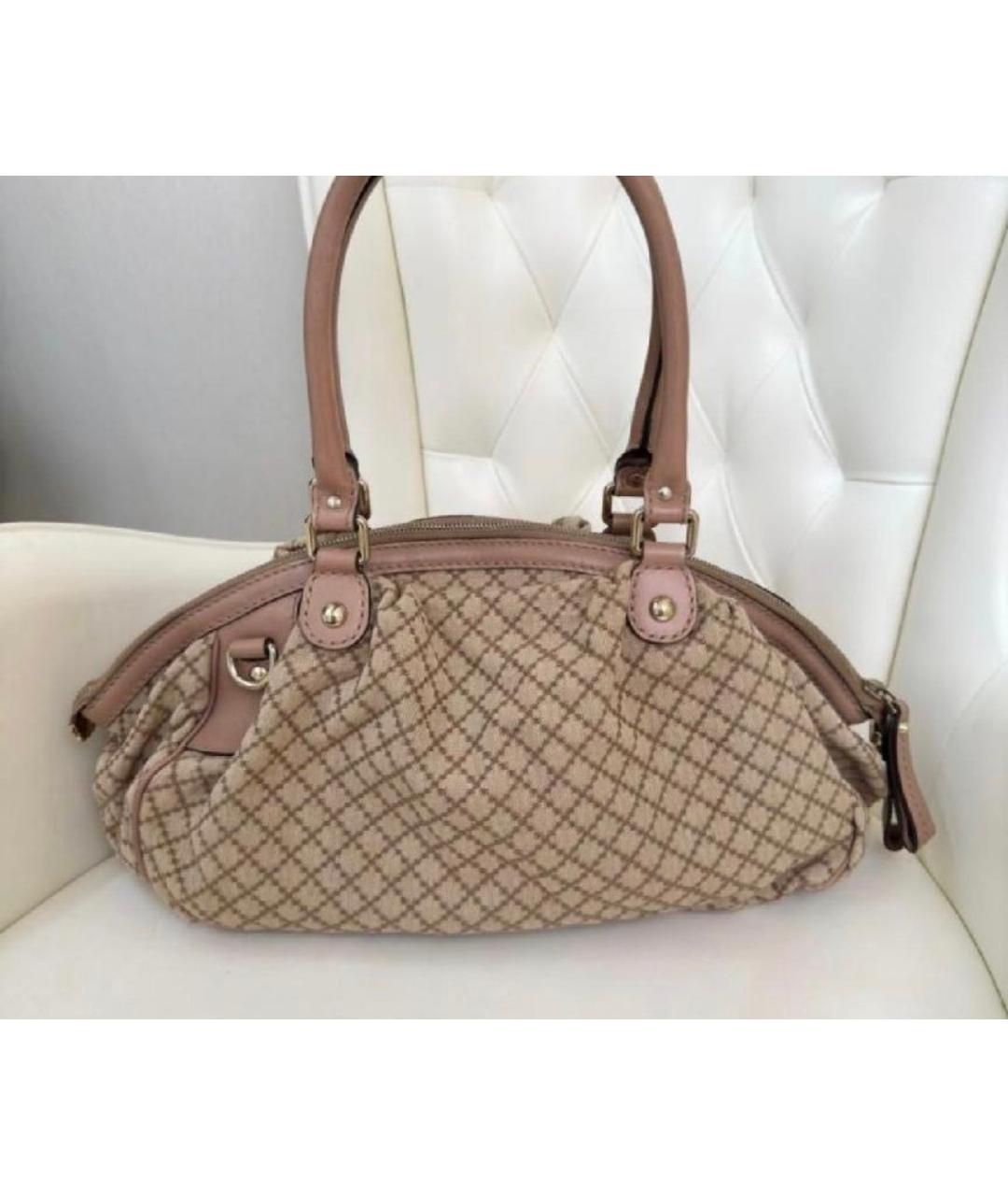 GUCCI Бежевая жаккардовая сумка тоут, фото 2