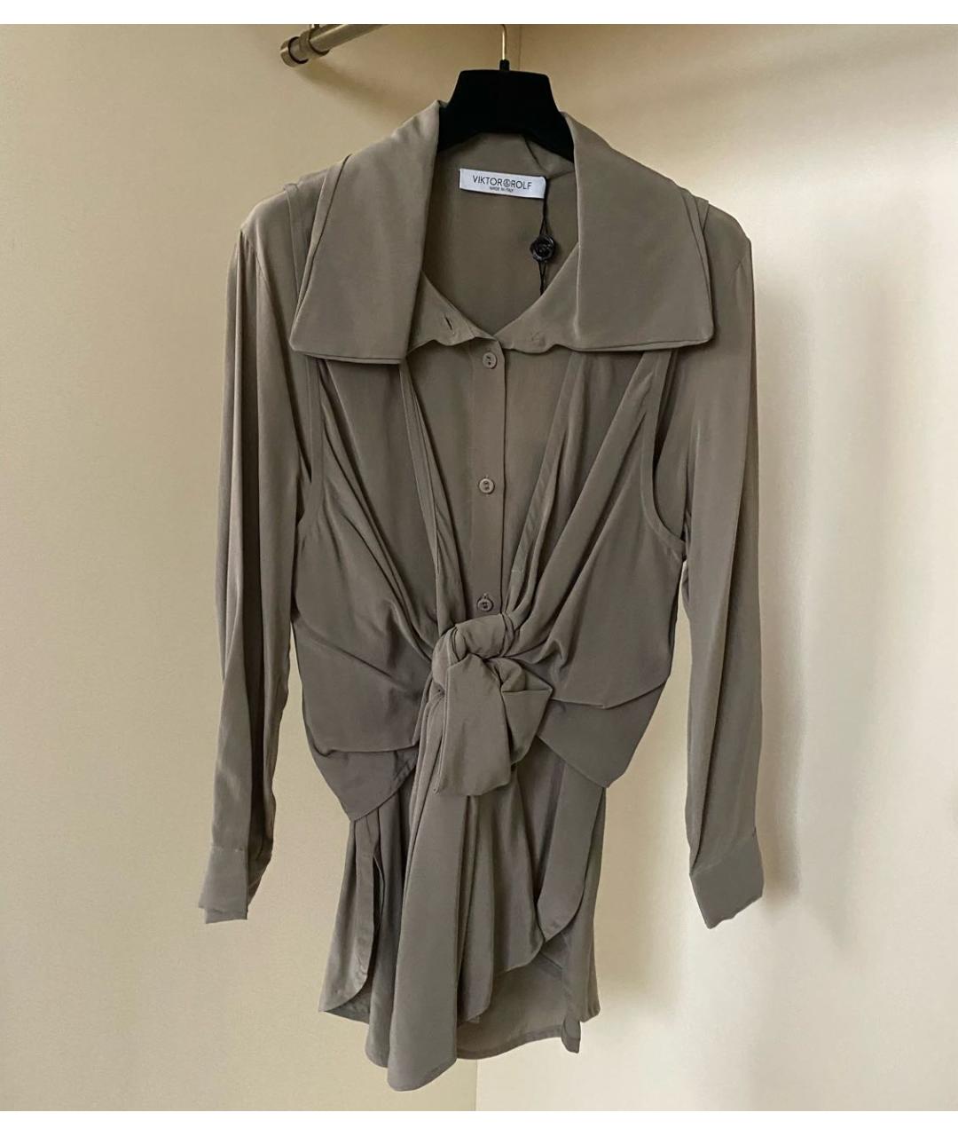VIKTOR & ROLF Бежевая шелковая блузы, фото 6