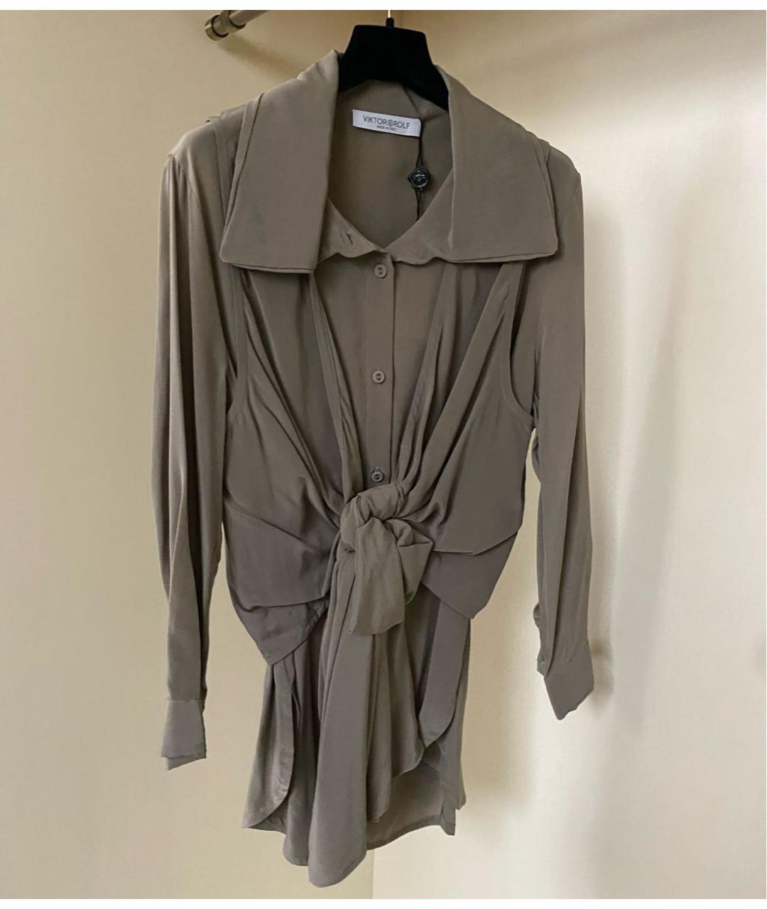 VIKTOR & ROLF Бежевая шелковая блузы, фото 9