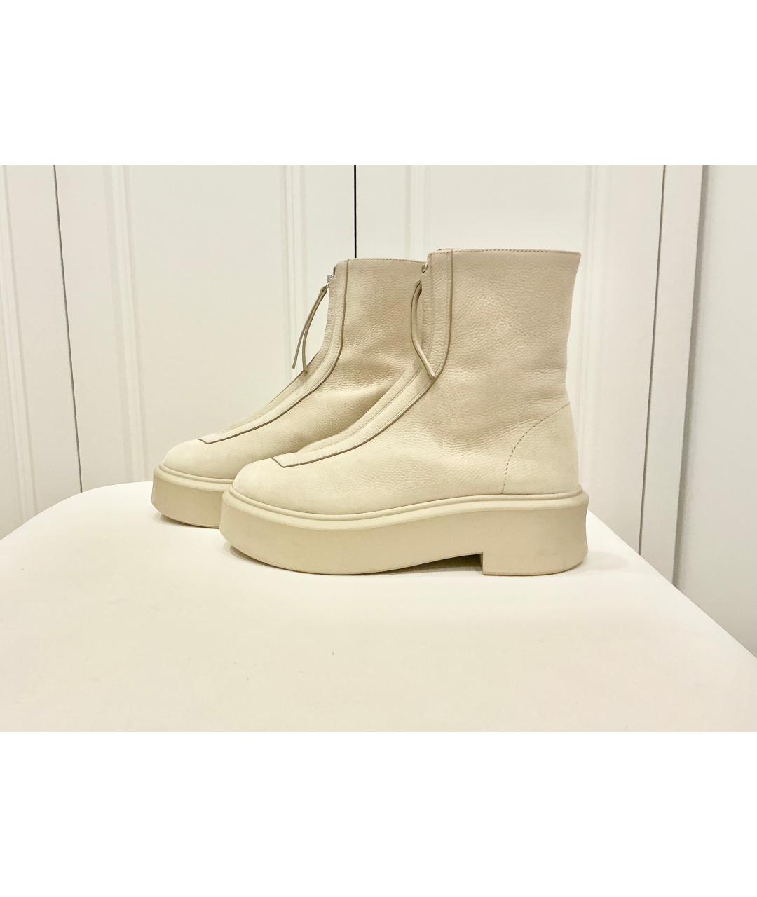 THE ROW Бежевые кожаные полусапоги, фото 6