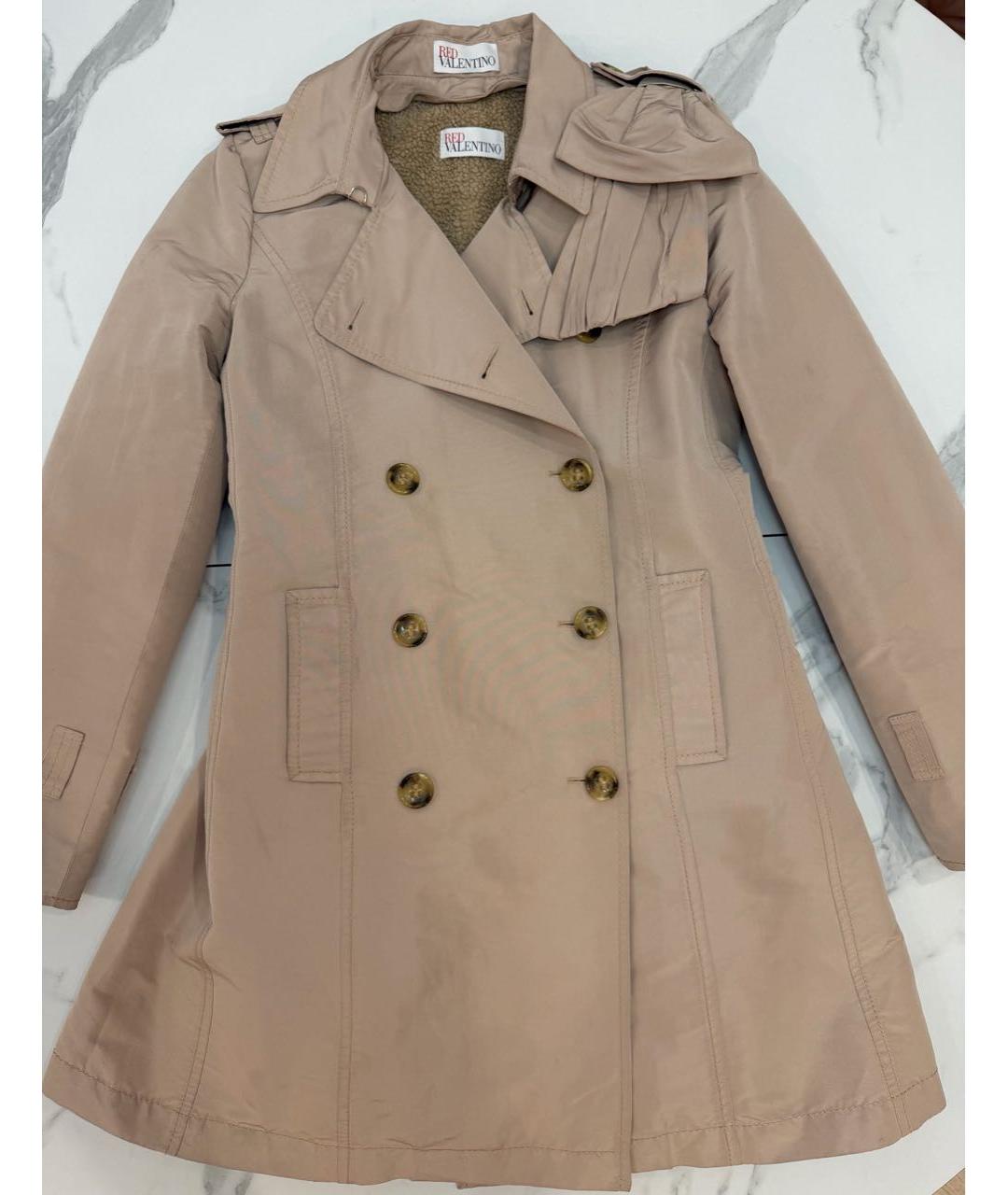 RED VALENTINO Бежевый полиэстеровый тренч/плащ, фото 3