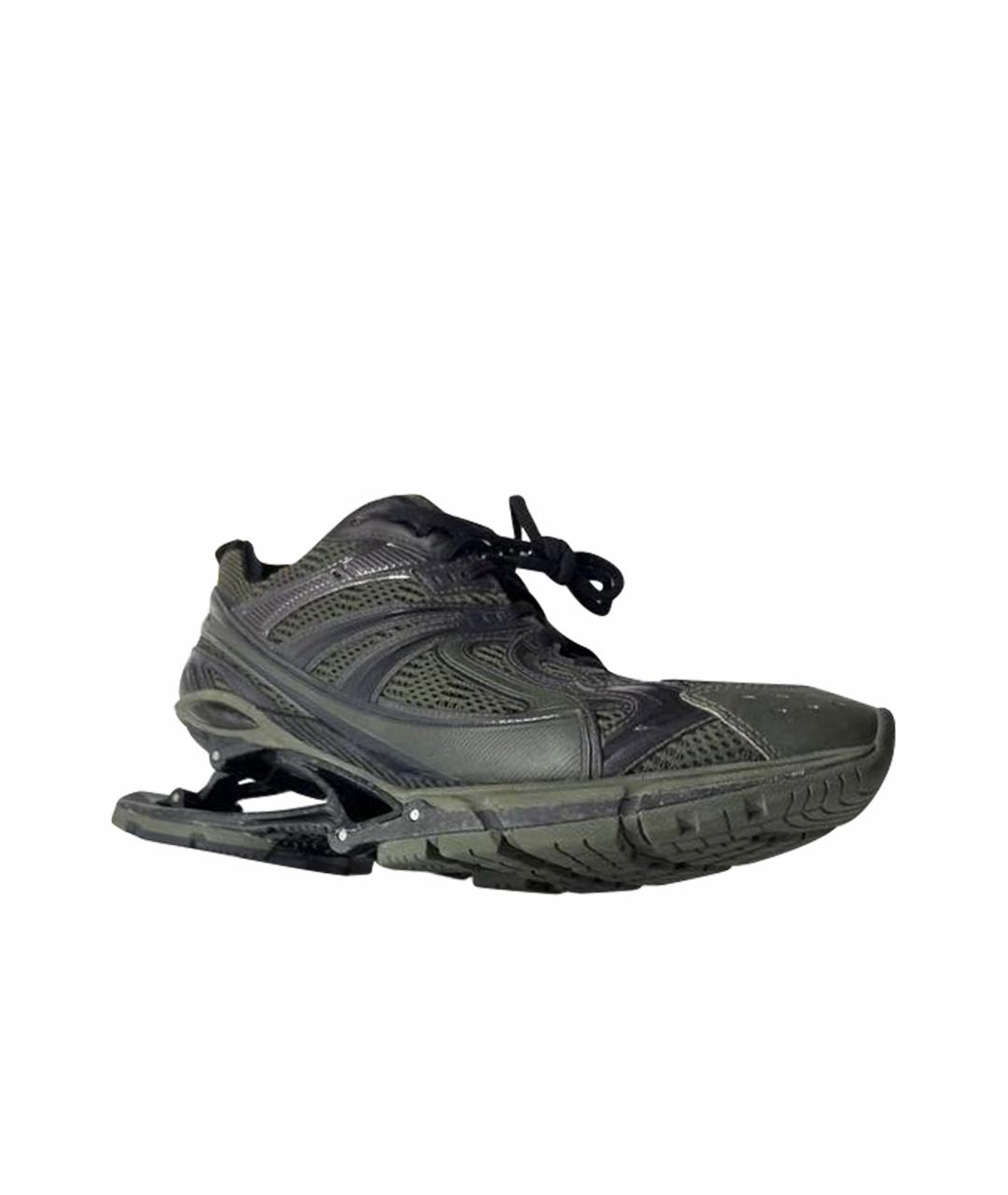 BALENCIAGA Зеленые текстильные низкие кроссовки / кеды, фото 1