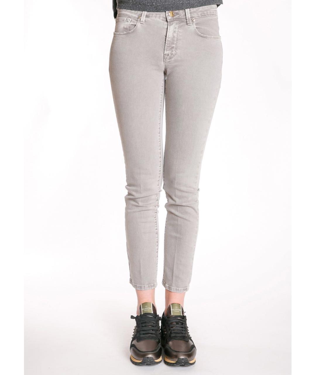 LES COPAINS Серые хлопко-полиэстеровые джинсы слим, фото 5