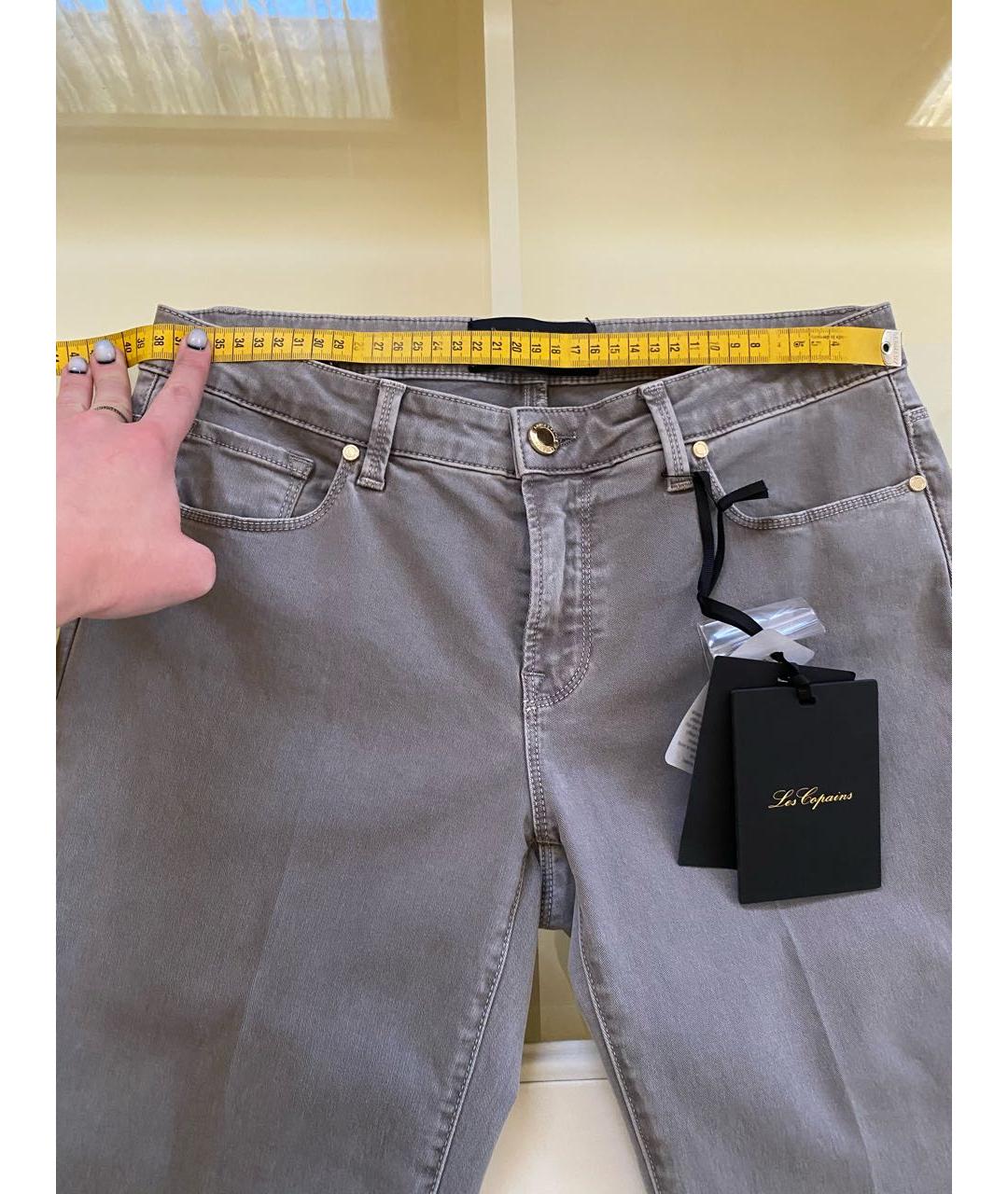 LES COPAINS Серые хлопко-полиэстеровые джинсы слим, фото 8