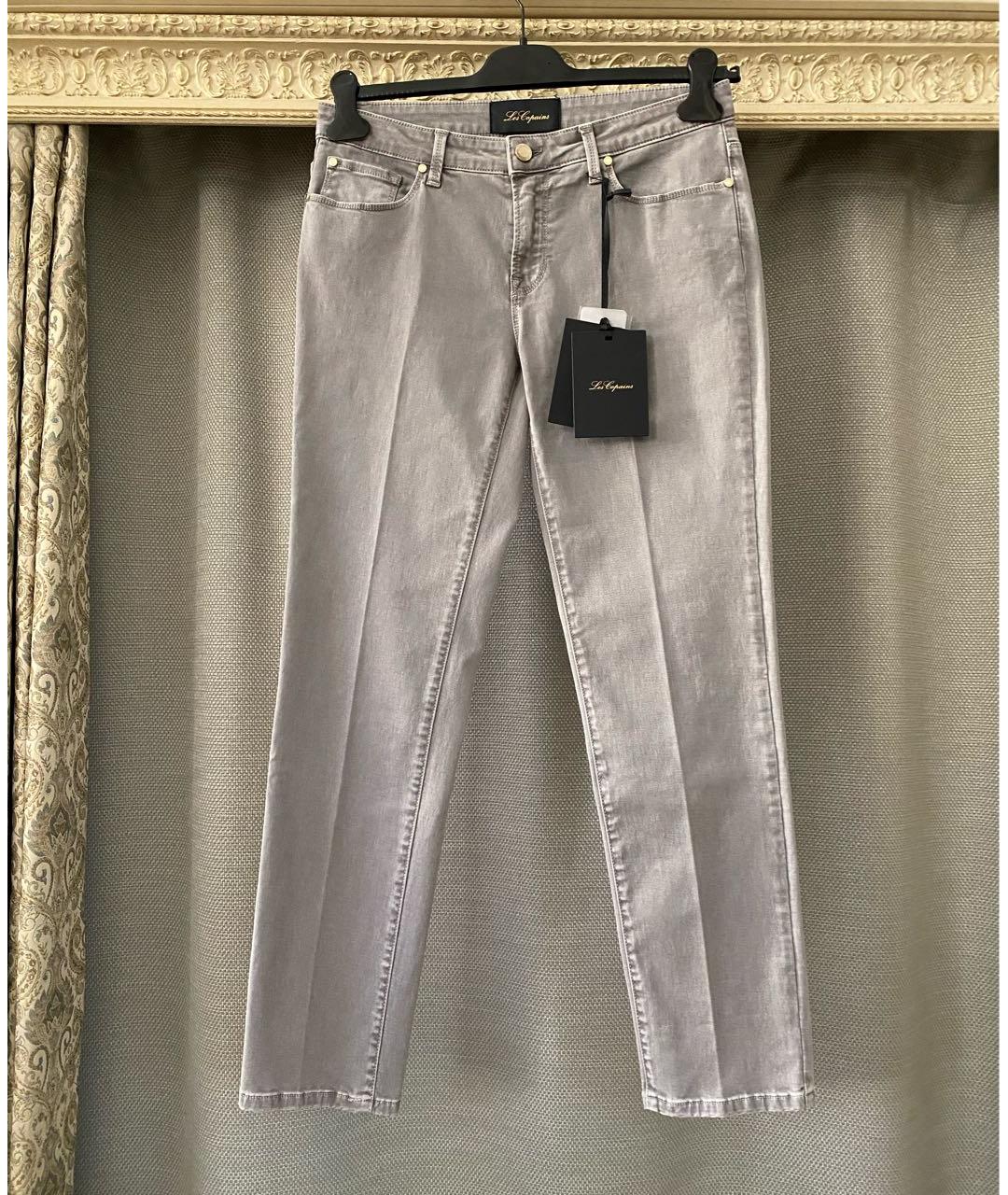 LES COPAINS Серые хлопко-полиэстеровые джинсы слим, фото 9