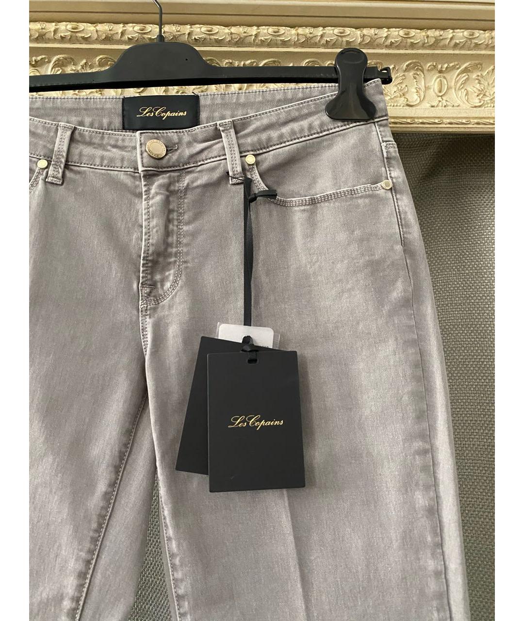 LES COPAINS Серые хлопко-полиэстеровые джинсы слим, фото 3
