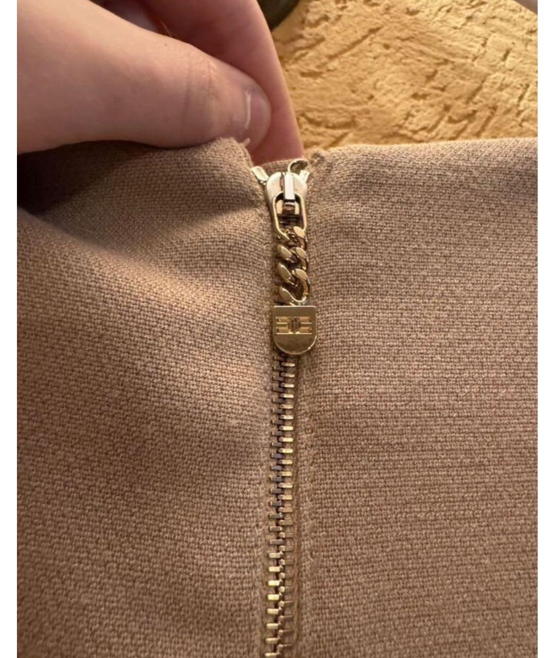 ELISABETTA FRANCHI Бежевое замшевое повседневное платье, фото 3