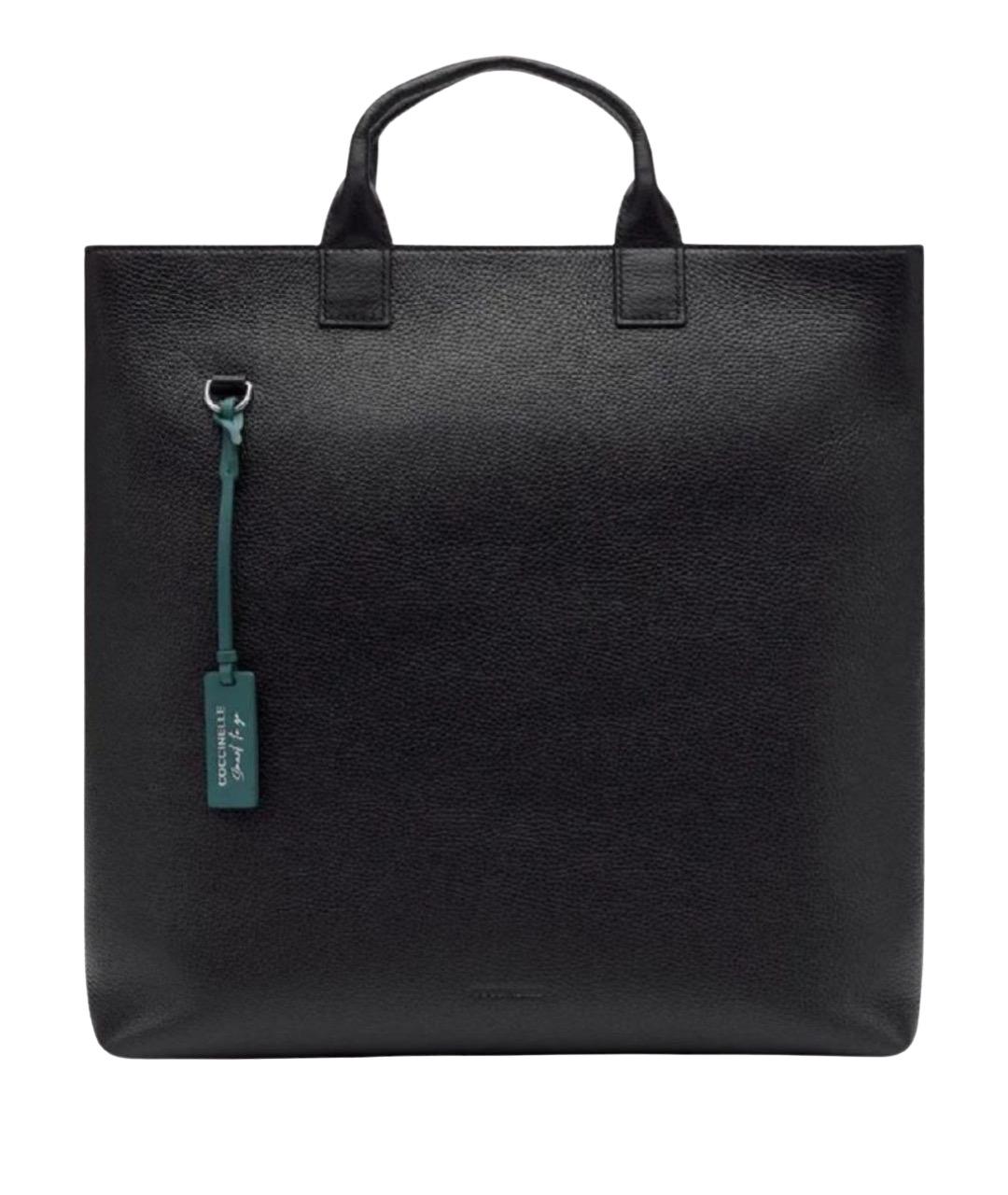 COCCINELLE Черная кожаная сумка тоут, фото 1