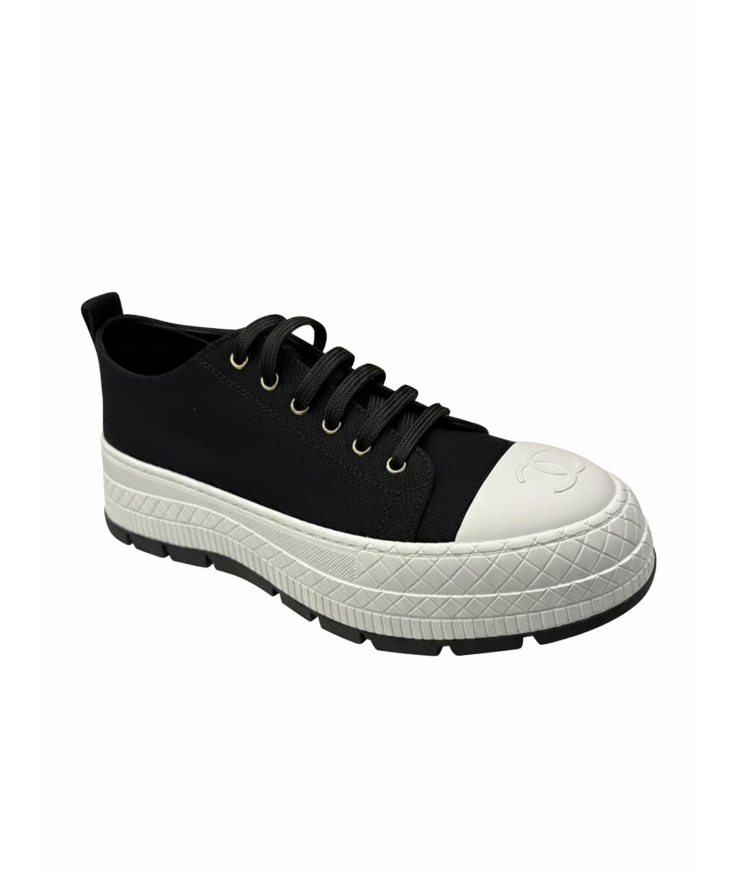 CHANEL Черные текстильные кеды, фото 1