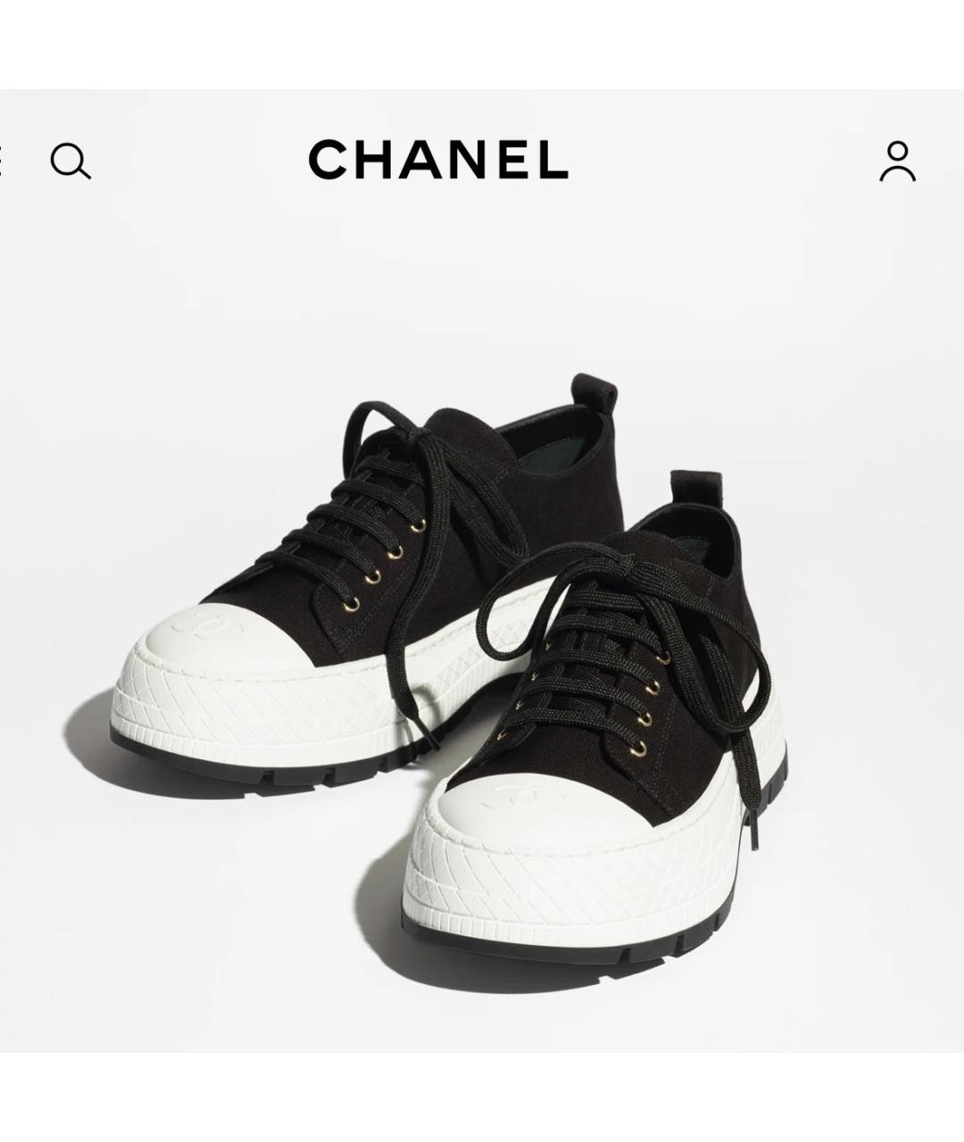 CHANEL Черные текстильные кеды, фото 2