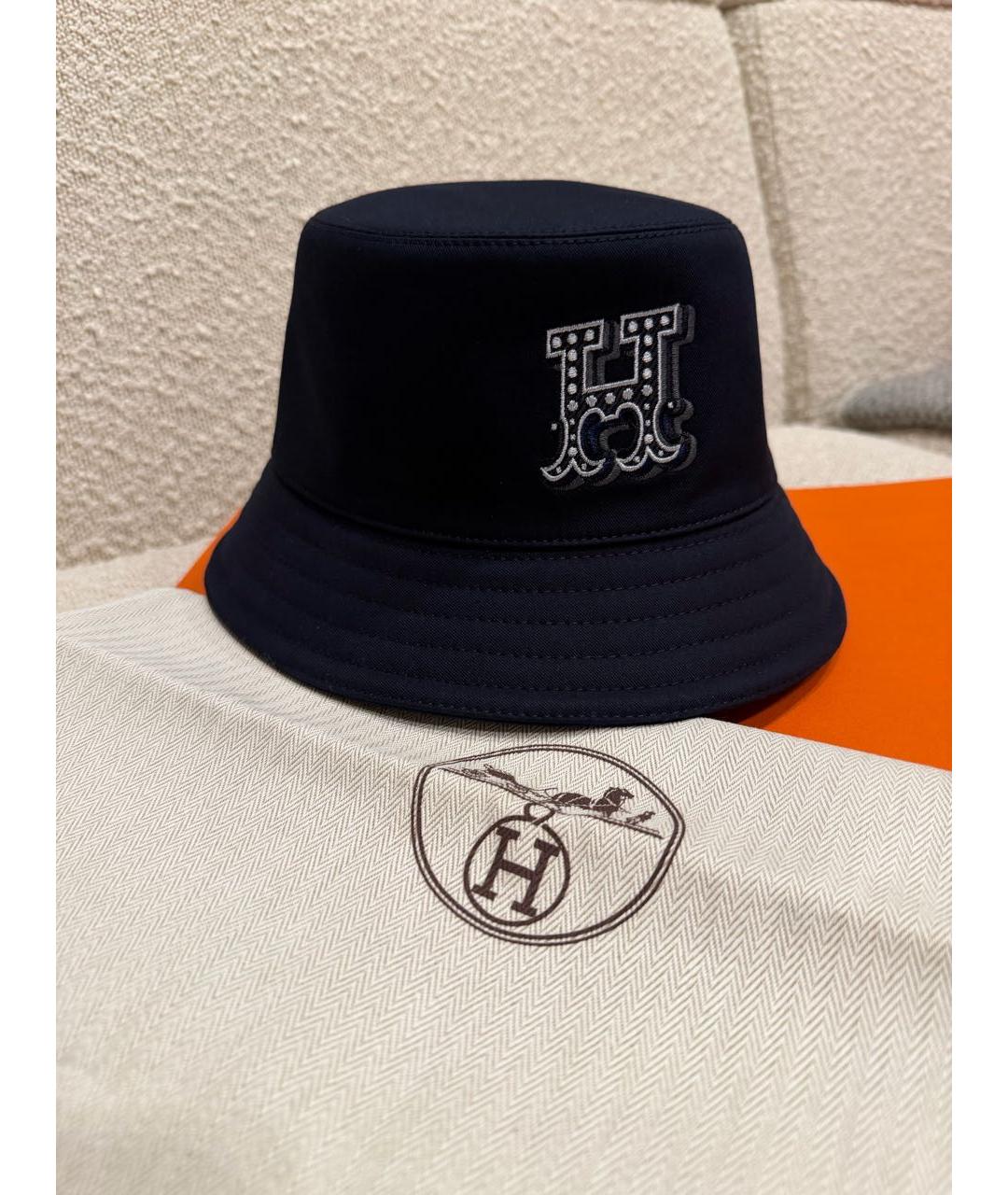 HERMES Темно-синяя хлопковая панама, фото 5