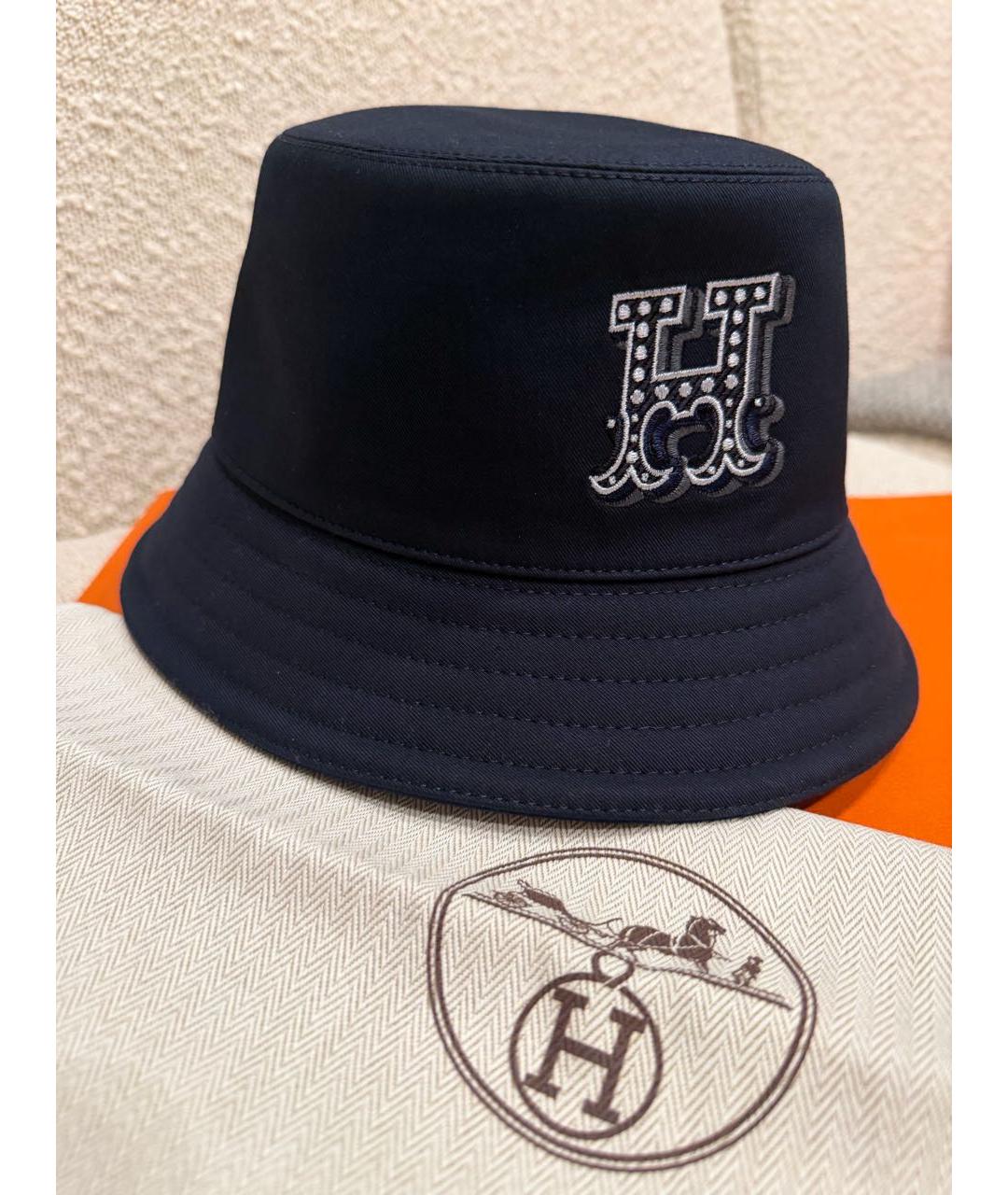 HERMES Темно-синяя хлопковая панама, фото 2