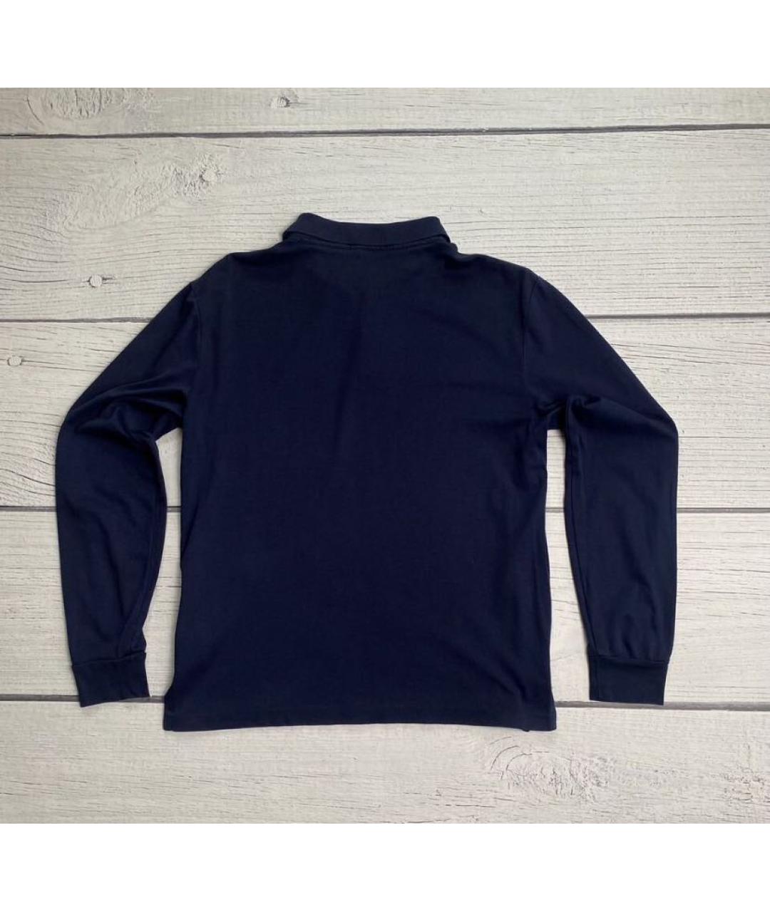 POLO RALPH LAUREN Темно-синее хлопковое поло с длинным рукавом, фото 2